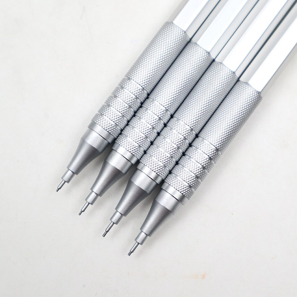 Mechanical Pencil 0.5mm 2B Full Metal Silver Automatic Pencils for Painting Writing Supplies Pencils