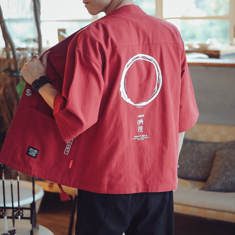 Japansk kokkejakke uniform sommerfrakke med korte ærmer til mænd hotel restaurant sushi japansk restaurant køkken arbejdsskjorte: Rød / Xl