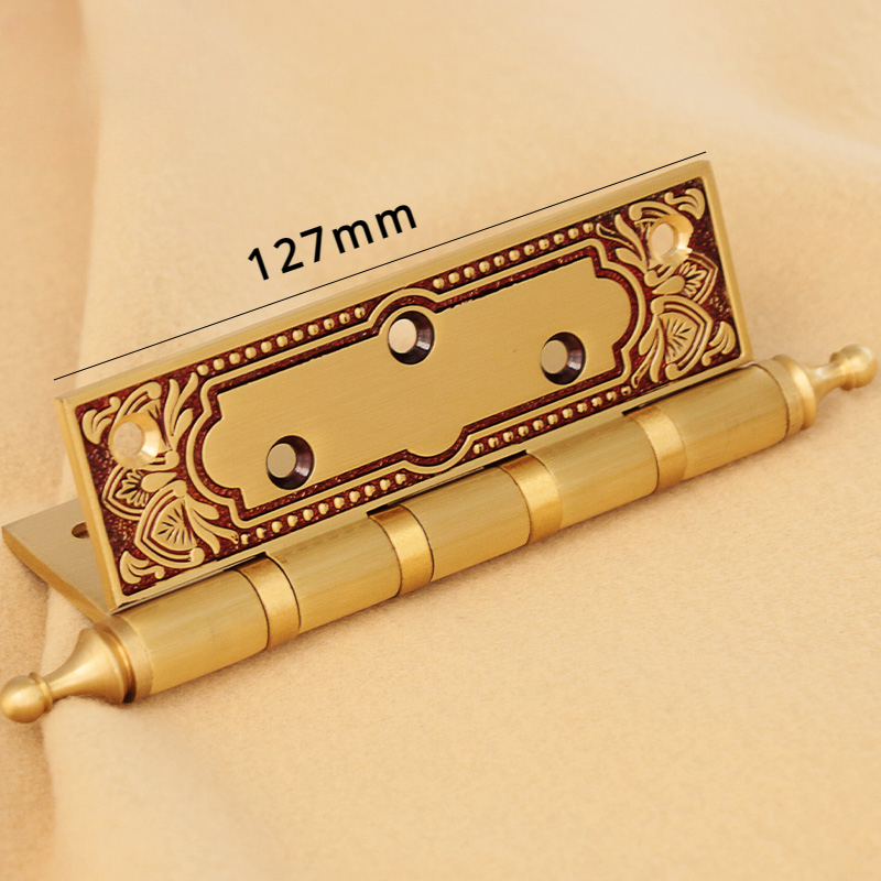 Charnière de porte en laiton de luxe européen, 5 pouces, charnière électrolytique haut de gamme, roulement silencieux, rétro, intérieur, 1 pièce
