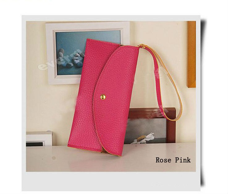 Dünne umschlag-geldbörsen für damen aus spaltleder im koreanischen stil, dünne umschlag-clutches für damen: Rose