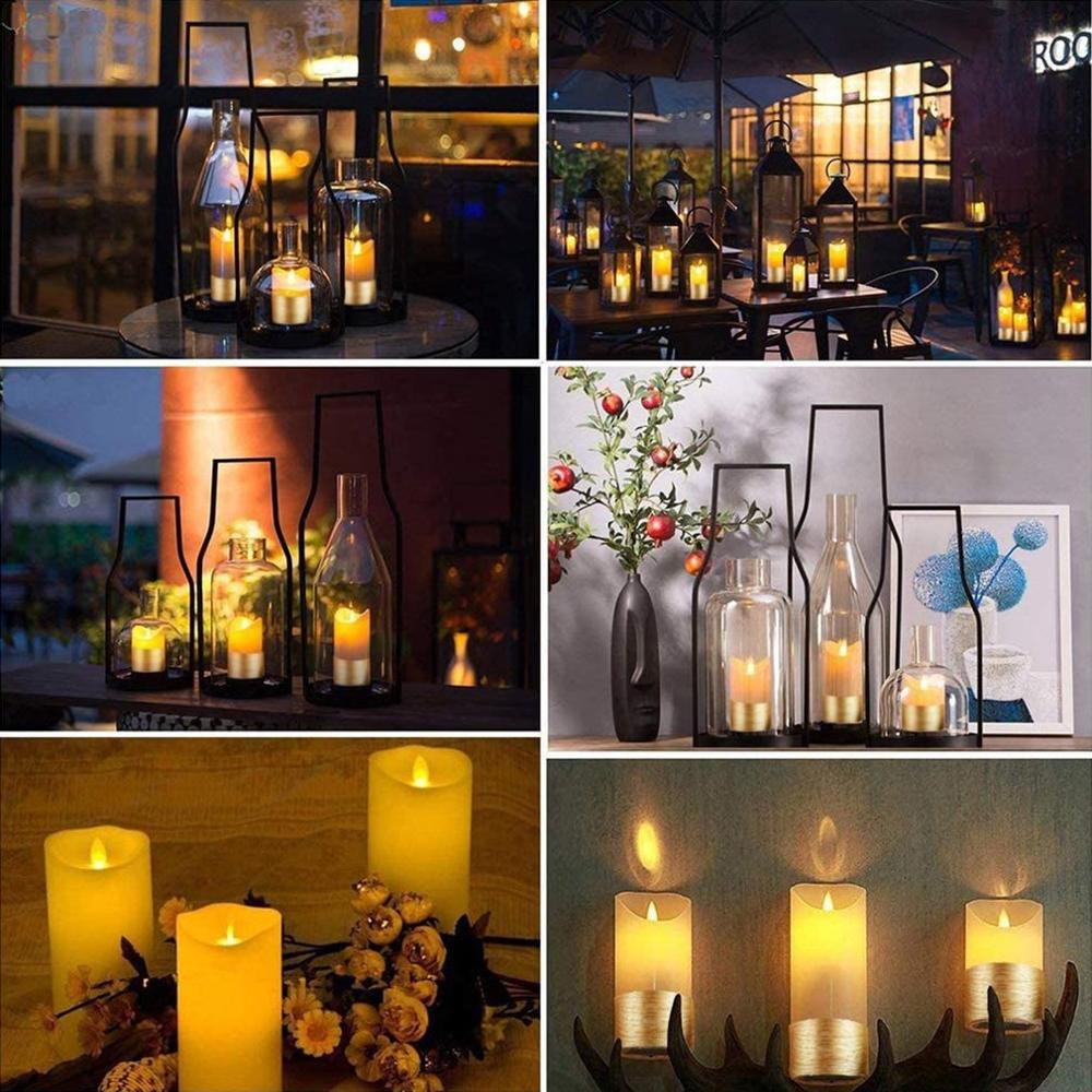 Electronic Golden LED Simulation Swing Candle Flameless Real Wax Flickering Moving Simulation Candle Light Pillar Candle