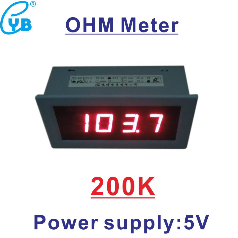 0-200 K Ohm Meter DC 5 V LED Rood Display Weerstand Monitor Weerstand Meter Impedantie Tester Ohm Panel Meter Voedingsspanning 5 V