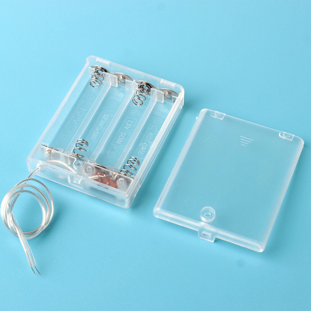 2 3 4 AA Battery Holder Box Transparent Case with Switch Battery Holder Box to Keep Battery Organized Protected