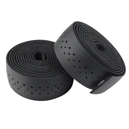 Cinta perforada de cuero PU para manillar de bicicleta, 2 rollos, transpirable, suave, engranaje fijo, accesorio de ciclismo, MICCGIN: TP01-Black