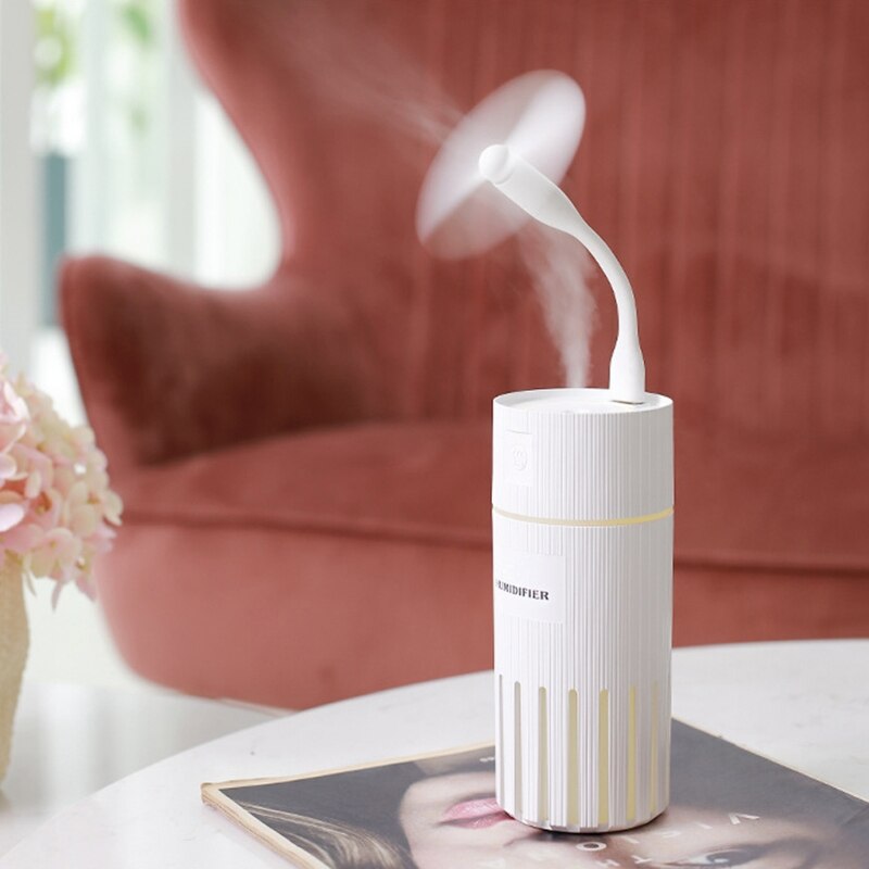 3 in 1 Air Humidifier 320ML USB Mini Ultrasonic Essential Aroma Diffuser with fan Colorful Lamp Car Home Air Purifier Mist Maker
