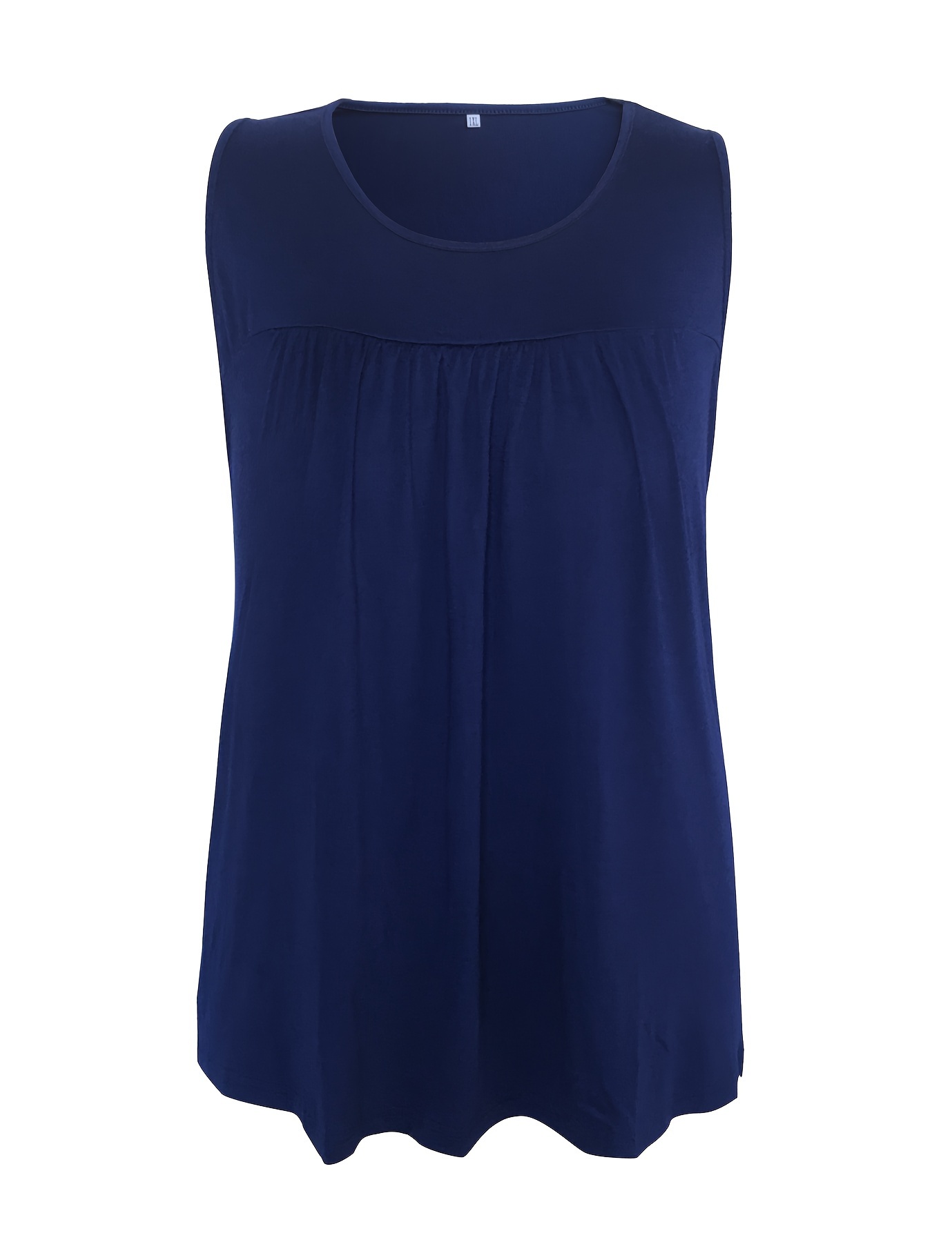 T-shirt Sans Manches à Col Rond pour Femme, Vêtement de Couleur Unie, Grande Taille