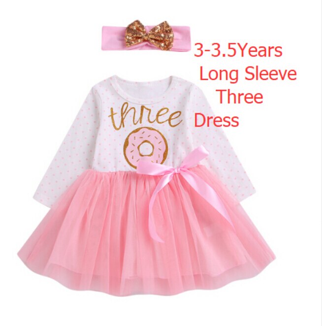 1st 2nd 3rd Third Birthday Donut Polka Dot Dress Girls Toddler Outfits Tutu Dresses Princess Party Dress: 16
