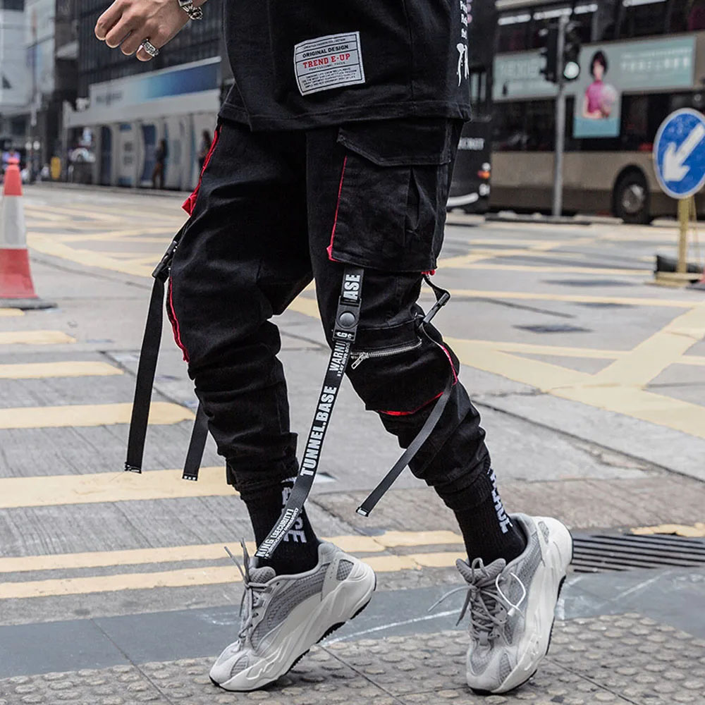 Pantalones Cargo para hombre, pantalones bombachos con cintura elástica y múltiples bolsillos, ropa informal estilo Hip Hop, pantalones de chándal, pantalones pitillo, ropa técnica