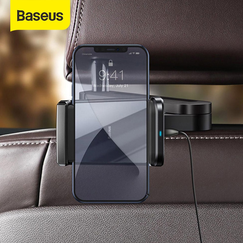 Baseus Backseat Car Telefoon Houder 15W Draadloze Opladen Ondersteuning Voor 4.7-6.5 Inch Mobilephones 360 ° Rotatie Auto achterbank Stand