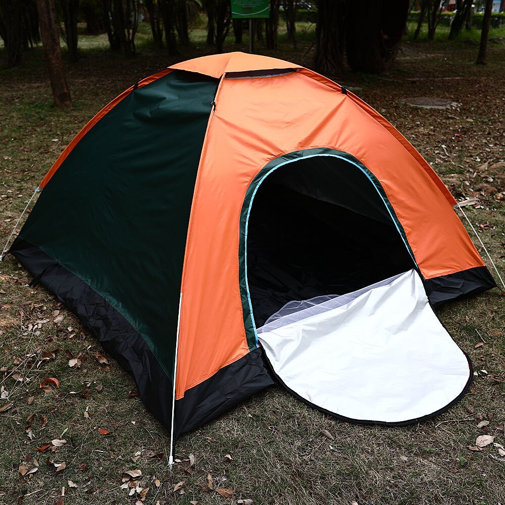 2-4 Person Orange Pop up Automatic Tent Instant Camping Tent Backpacking Family Dome Tents for Camping Hiking Travelling
