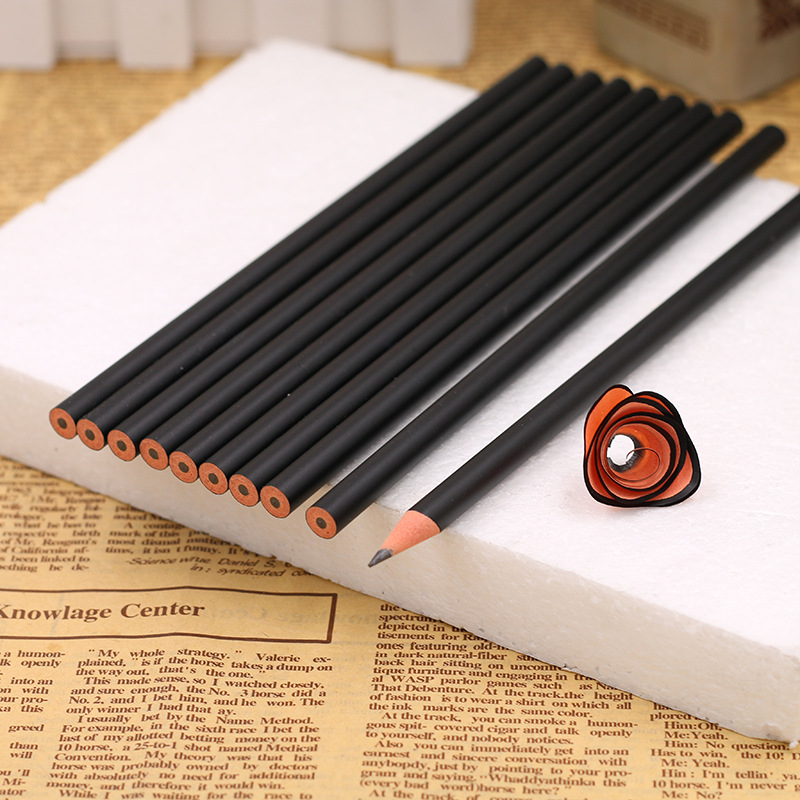 Black minimalist pencil HB wooden pencil sketch pencil learning office writing pen school writing supplies