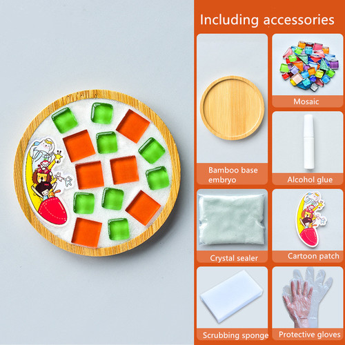 1Set Glas Mozaïek Tegels Voor Diy Handgemaakte Hobby Bamboe Coaster Handgemaakte Voor Kinderen Puzzel Mozaïek Materiaal: 16