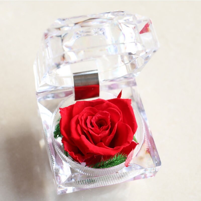 Romantisk rosenring æske blomst evig rose blomst bryllup foreslå forlovelse valentinsdag æske pakning smykkeetui: 1
