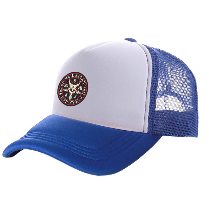 Hail Satan 666 Baphomet pentagramme casquette de camionneur hommes pendentif rouge chèvre chapeau casquette de Baseball Cool été unisexe maille Net casquettes: YELLOW