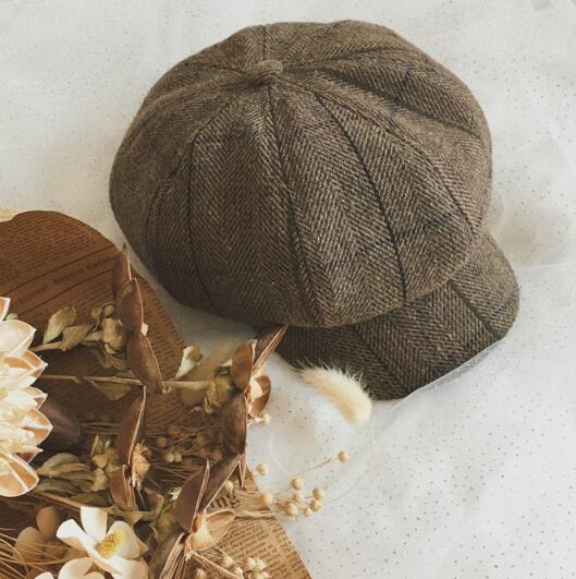 Vintage postier chapeau grille casquette gavroche casquette: Marron