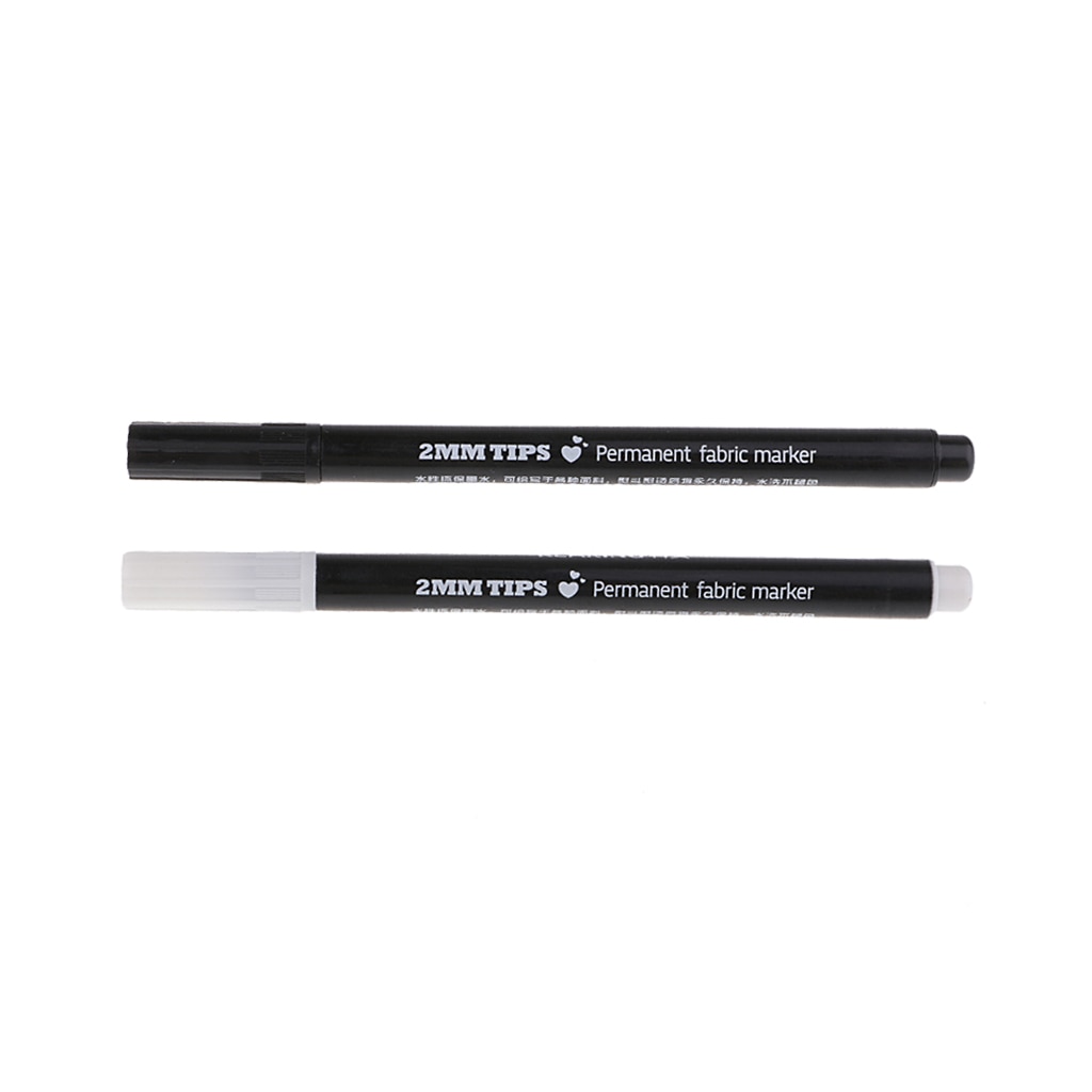 Permanent Fabric Marker Pens for Textile Clothes T-Shirt Cloth Shoes, Black White, DIY Sewing Tools