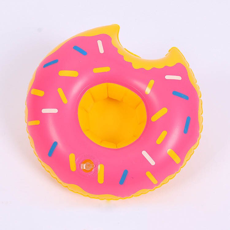 Summer Toy Inflatable Drink Cup Holders Flamingo/Donut Beach Party Supply Swimming Pool Toys Party Kids Swim Beverage Cup Holder: Pink donut