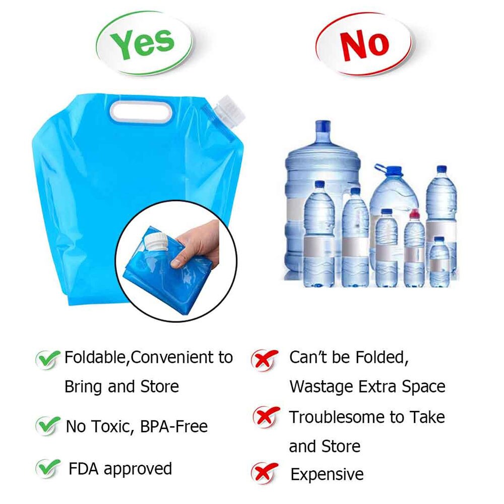 Folding Water Tank Container 5L Collapsible Water Container Car Water Carrier Folding Water Bag for Outdoor Camping Hiking