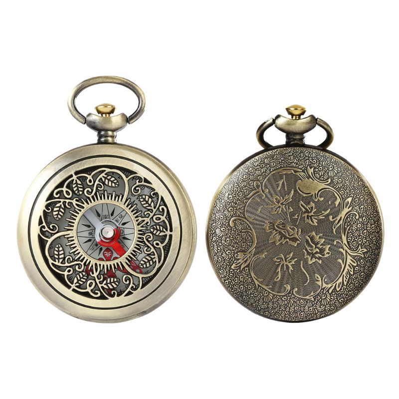 Montre de poche boussole en Bronze Vintage, de randonnée en plein air Navigation enfant rétro boussole Portable en métal