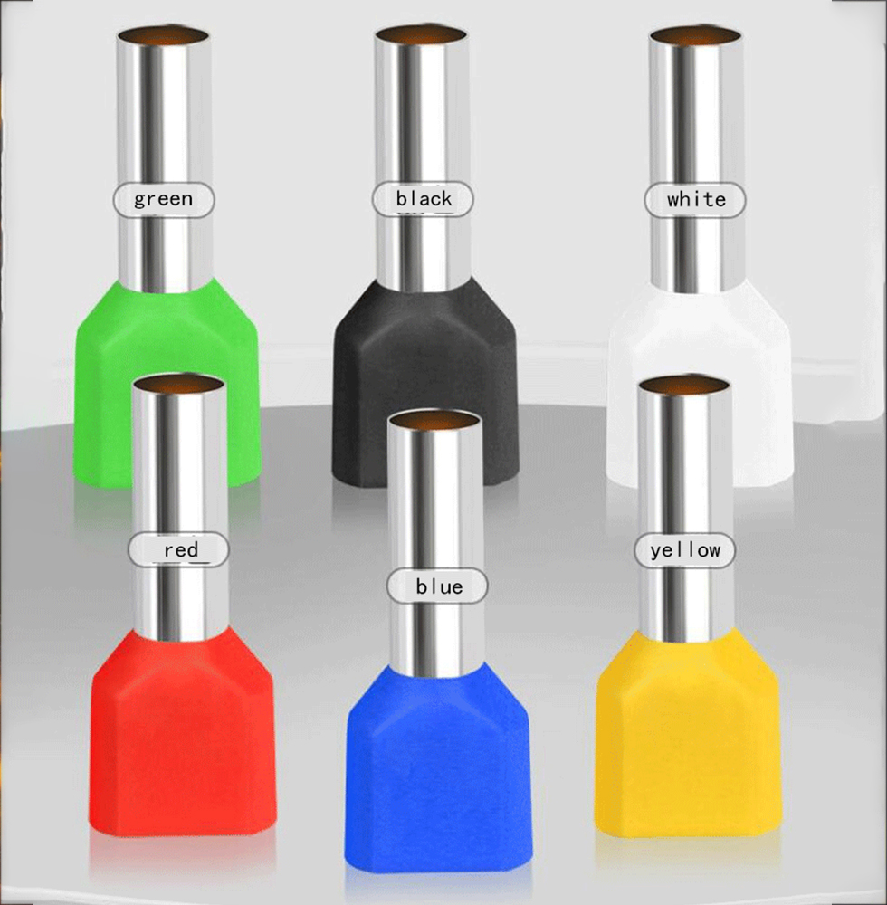 TE6014 bornes d'extrémité à double cordon isolées, combinaison de 6.0 mm2, connecteur de fil de câble, bornes pré-isolantes pour Tube Crewel, 50/100 pièces/paquet