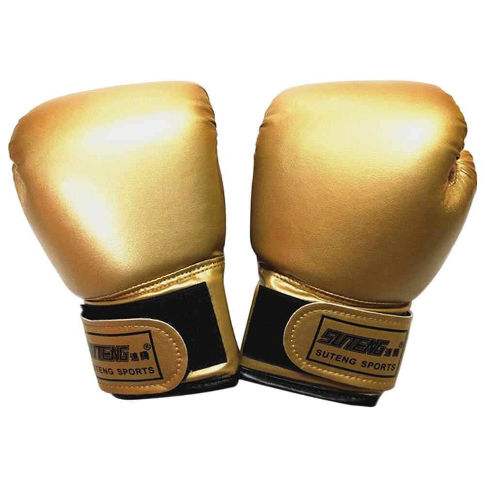 Suteng 1 par børn boksehandsker kick boksning muay thai boksning træningstaske handsker vanter bokseøvelse udstyr: Guld