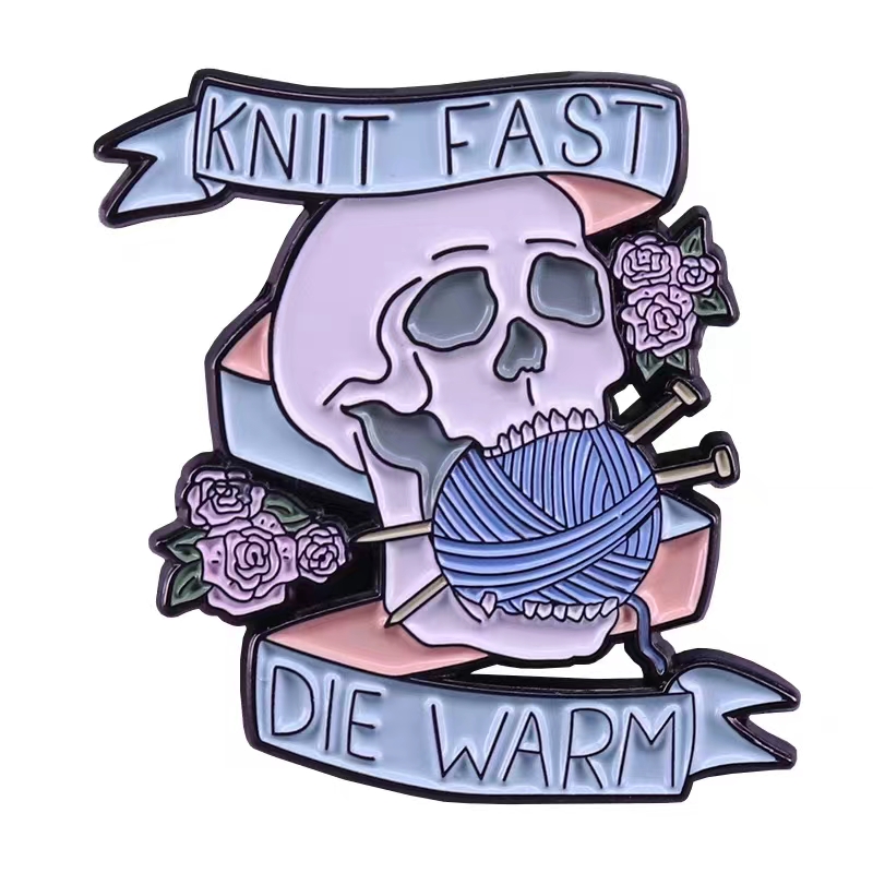 Broche en tricot pour femmes, Badge en fil d'art en émail, broche pour pull, chemise, manteau, sac à dos, accessoires de bijoux mignons: Couleur or pur
