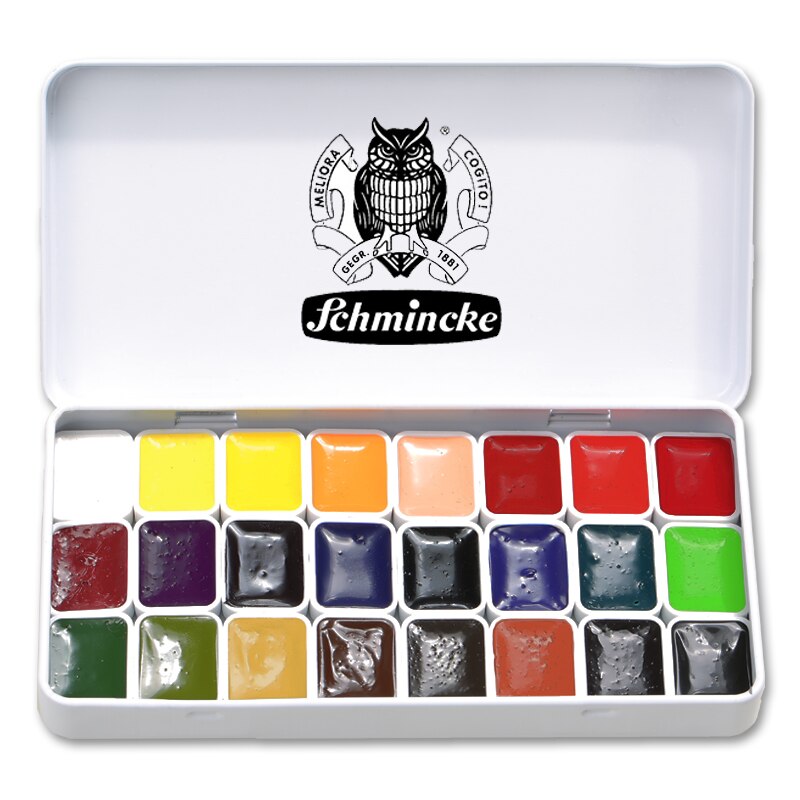 Originele Duitsland Schmincke Academy Niveau 24 Kleur Solide Aquarel Set Verf Trial 0.8Ml Mini Aquarel Sub Pakket Acuarelas
