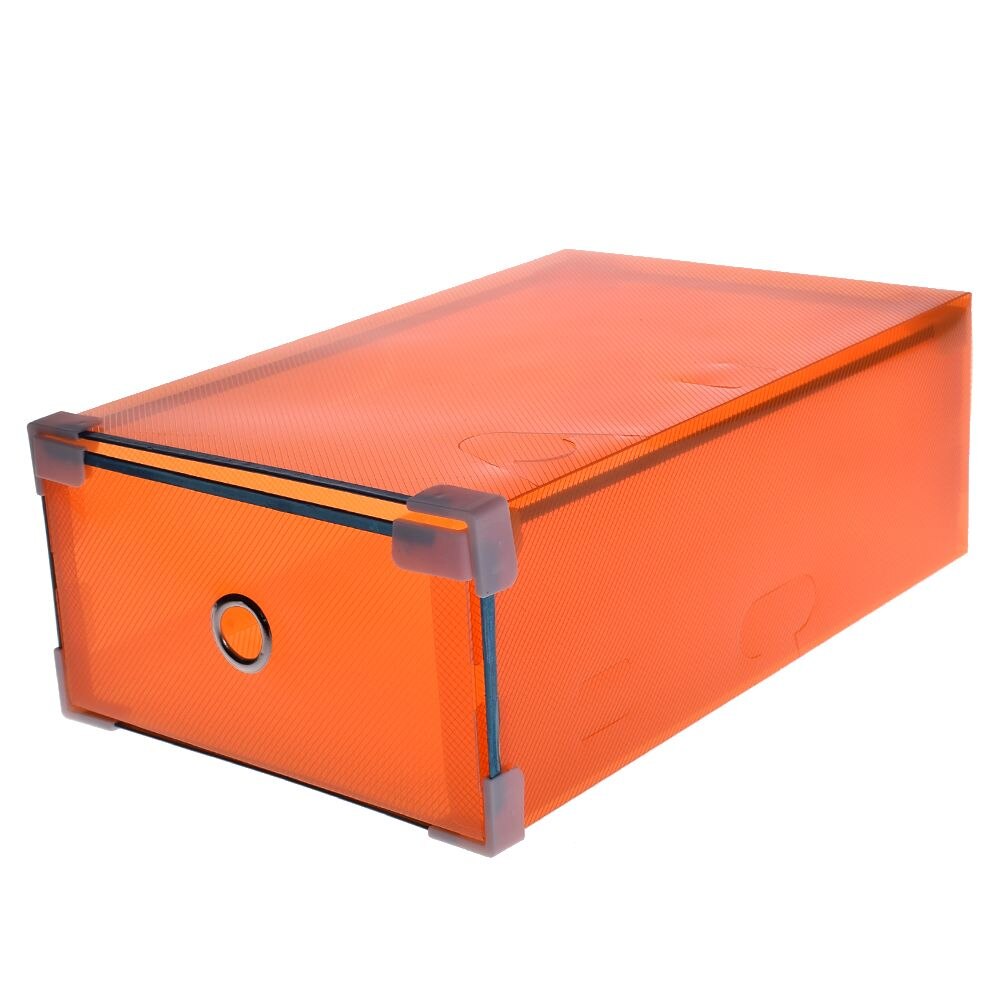 1 stk børn / kvinder / mænd hjem plast sko opbevaringsboks og skuffe arrangør stabelbar sammenfoldelig gennemsigtig huskasse: Orange