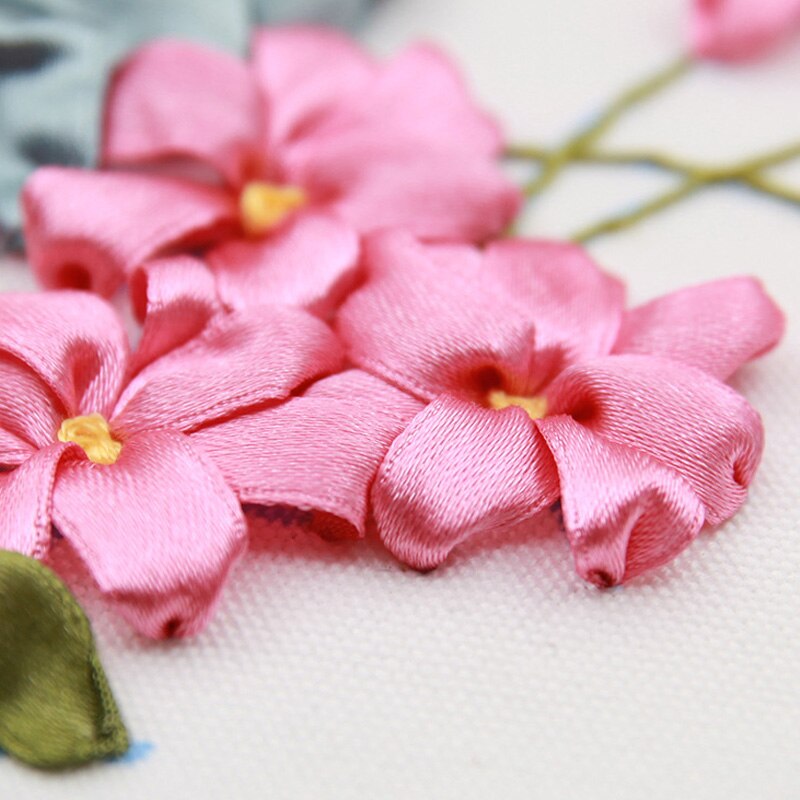 Ribbon Flower Embroidery Kit for Beginner Handwork Needlework Cross Stitch Set Swing Art Handmade Craft Wall Painting Home Decor