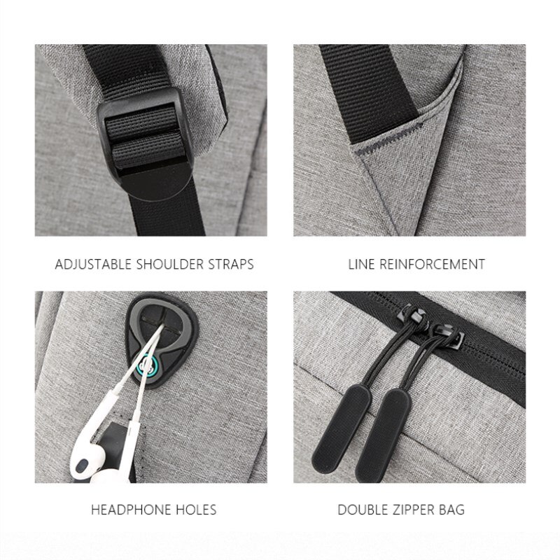 Sac à dos avec chargeur USB pour homme, sacoche à bandoulière de styliste, grande capacité, Simple, à la