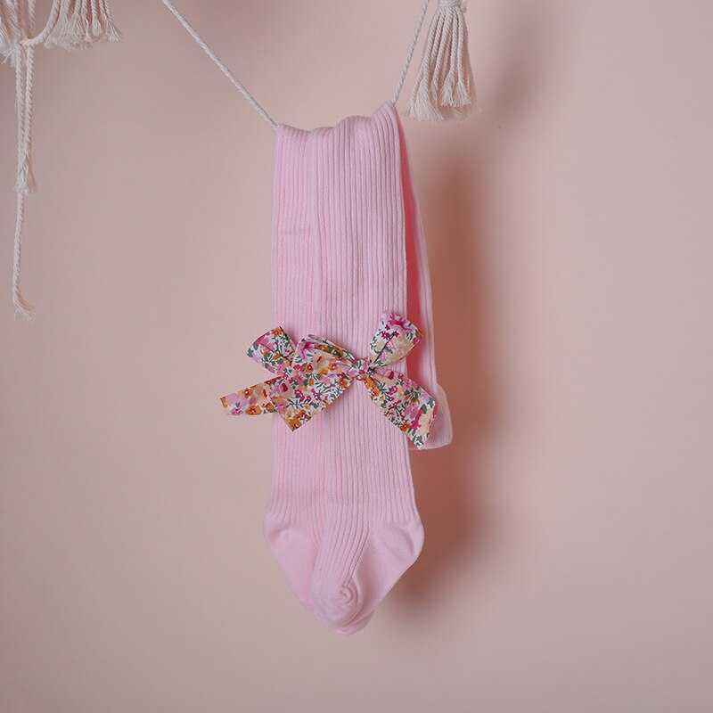 Small Floral Bowknot Baby Girls Tights Spring Soft Cotton Newborn Infant Pantyhose Kids Children Stocking For Girls Dance