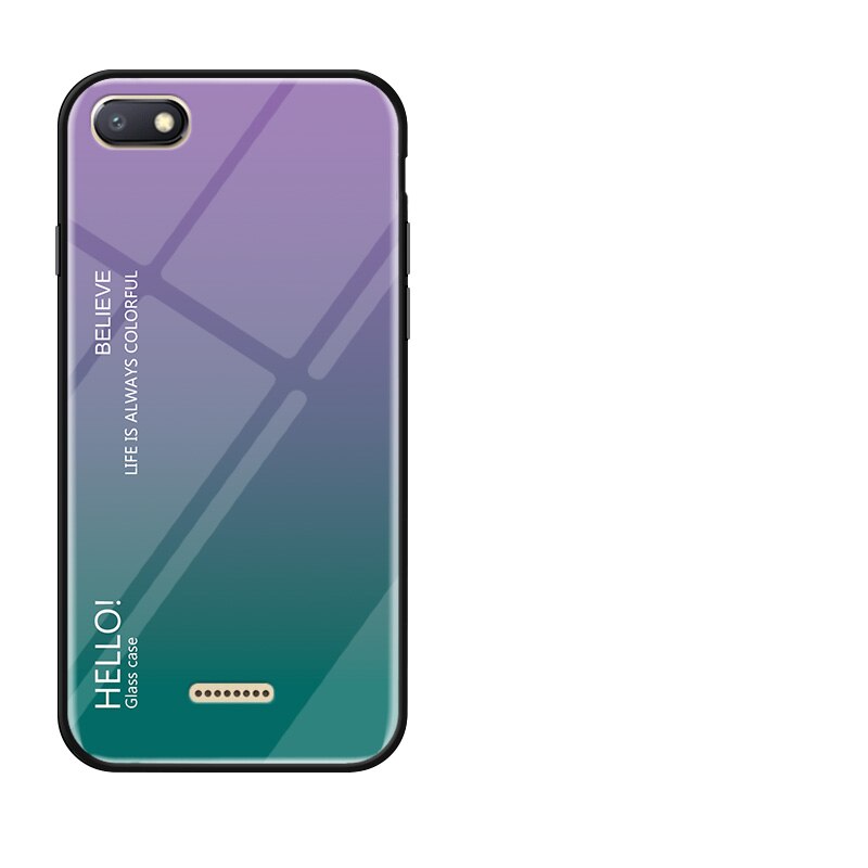 Redmi -6a hærdet glas gradient cover til xiaomi redmi 6 redmi 6a on 5.45 " sort silikone kofanger glascover til redmi 6: Til redmi 6 / Lilla telefon etui