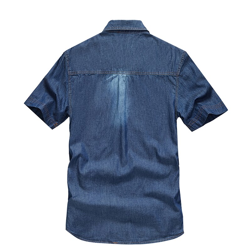 Uaicestar Zomer 100% Katoen Denim Korte Mouwen Heren Casual Slim Shirts Mannen shirts