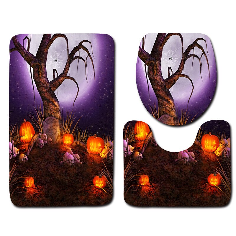 Zeegle 3Pcs Badmat Set Voetstuk Tapijt Deksel Wc Cover Mat Halloween Mat Voor Badkamer Decoratie Flanel Anti Slip badmat Tapijt: wsj114