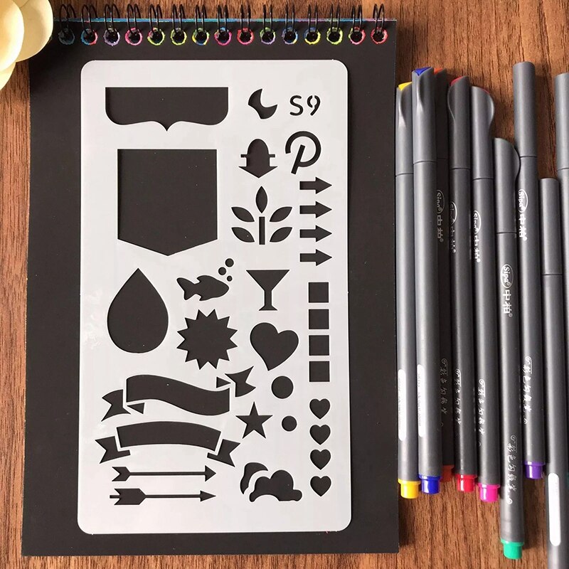 36 Pcs DIY Drawing Template Painting Template & 18 Pcs Mesh Zipper Pouch Document Bag