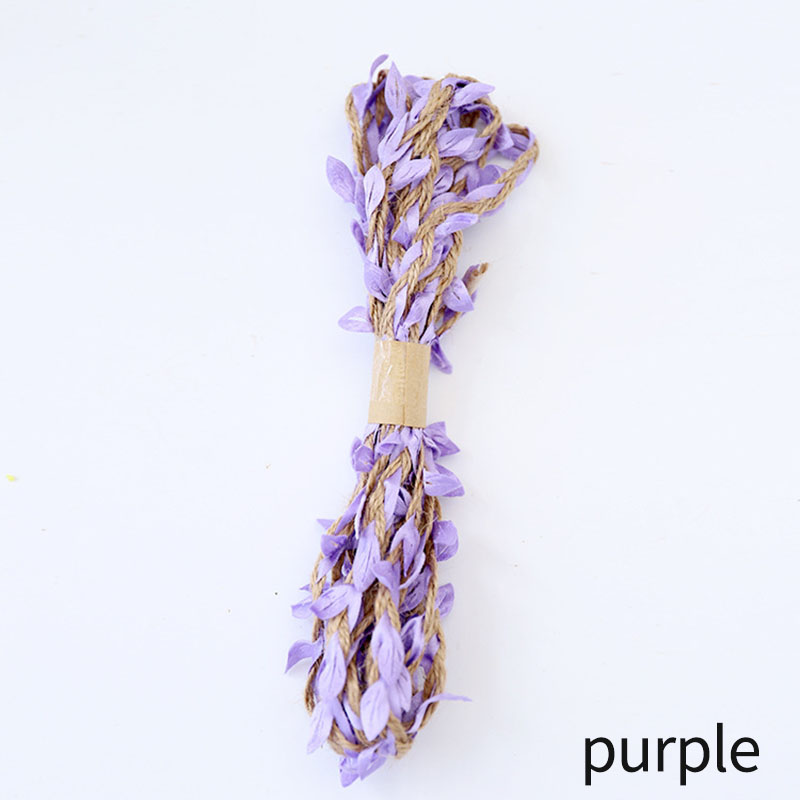 Rustic Simulation Green Leaves DIY Wedding Decor 10M Bouquet Packaging RopesMultifunction 5MM Weaving Hemp Rope: purple