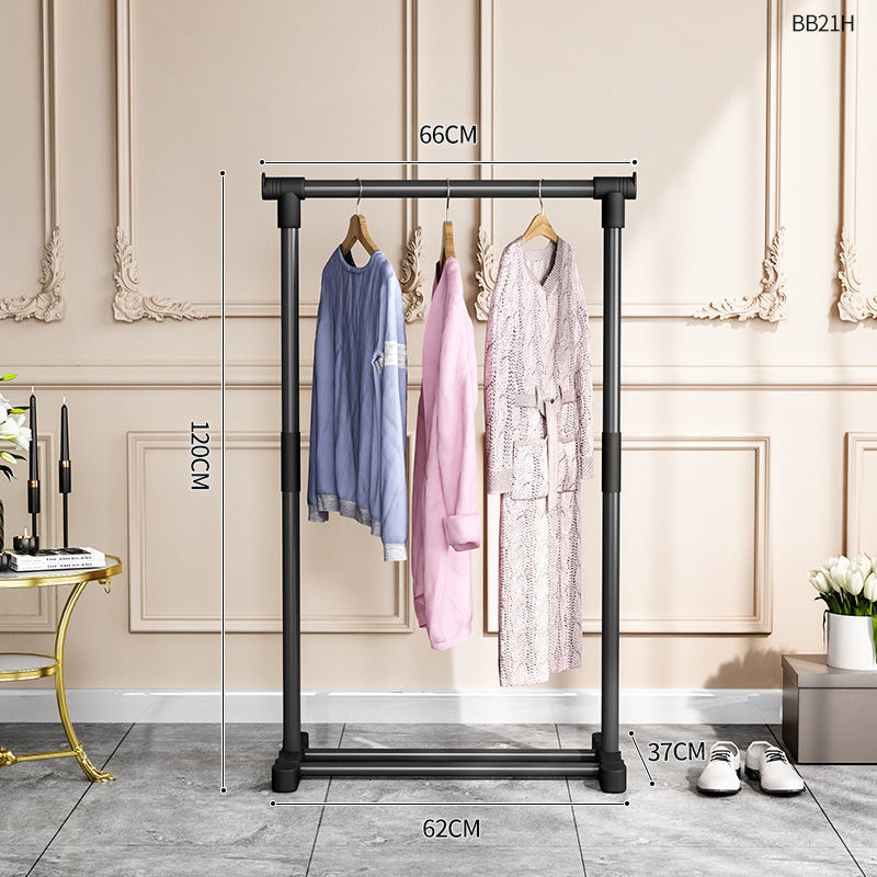 Clothes Rack Bold Single Rod Balcony Drying Rack Coat Rack Clothes Organizer: E65cm Black
