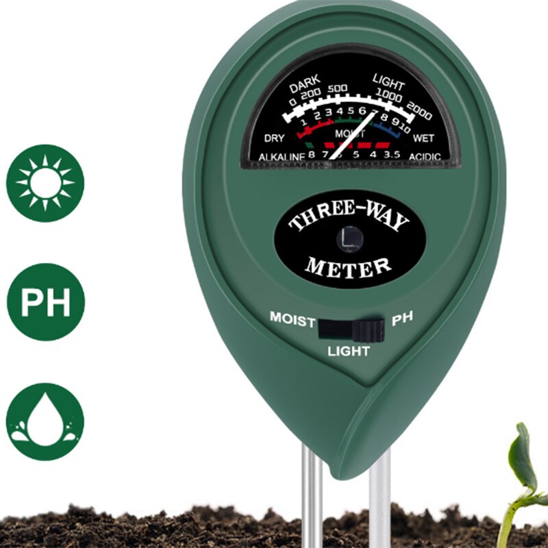 3 in 1 multifunctionele hygrometer bodemmeter vocht lichtmeter ph detector analyser wijzer voor tuin planten bloem bodem