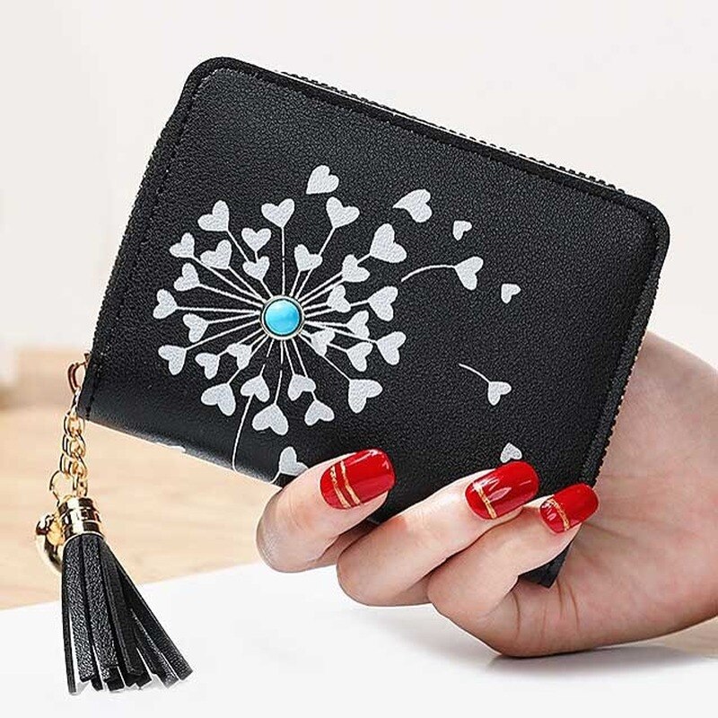 Frędzle zamek błyskawiczny portmonetki stojak w kształcie karty worki na pieniądze kobieta serce portfel pani krótka torebka etui dziewczyny Notecase kieszeń portfele torba