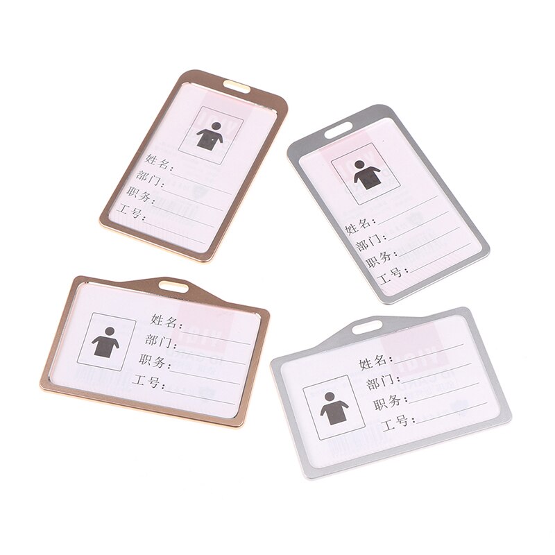 1pc Work Name Card Holders Aluminum Alloy Card Holder Business Card ID Badge Holder Vertical Metal ID Business Case