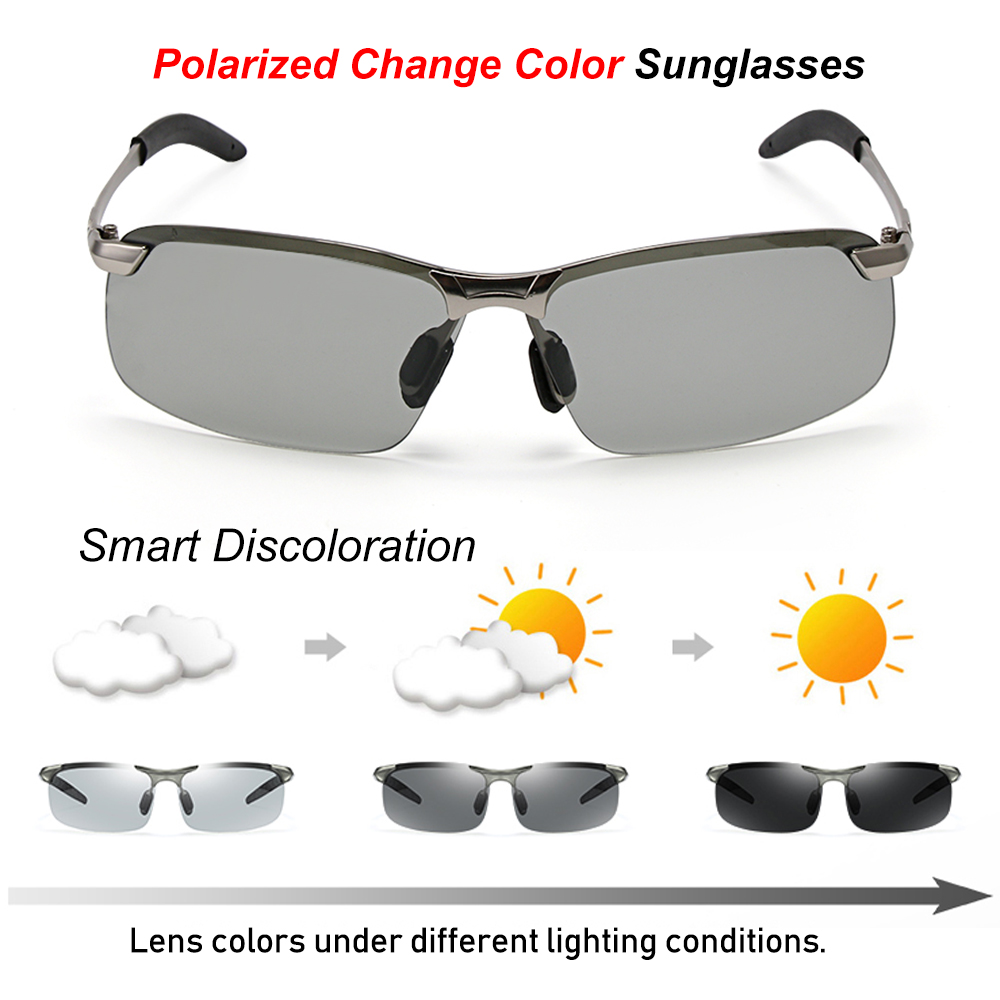 Mannen Gepolariseerde Zonnebril Uv 400 Dag Nachtzicht Rijden Bril Kleur Veranderen Zonnebril Outdoor Sportbrillen Rijden Goggle
