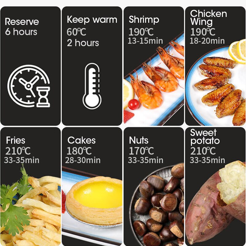 4,5 L 1200W Digital Luft Friteuse Ofen Oilless Herde Startseite Intelligente LED berühren Bildschirm mit 10 Kochen Funktionen Elektrische heißer Friteuse