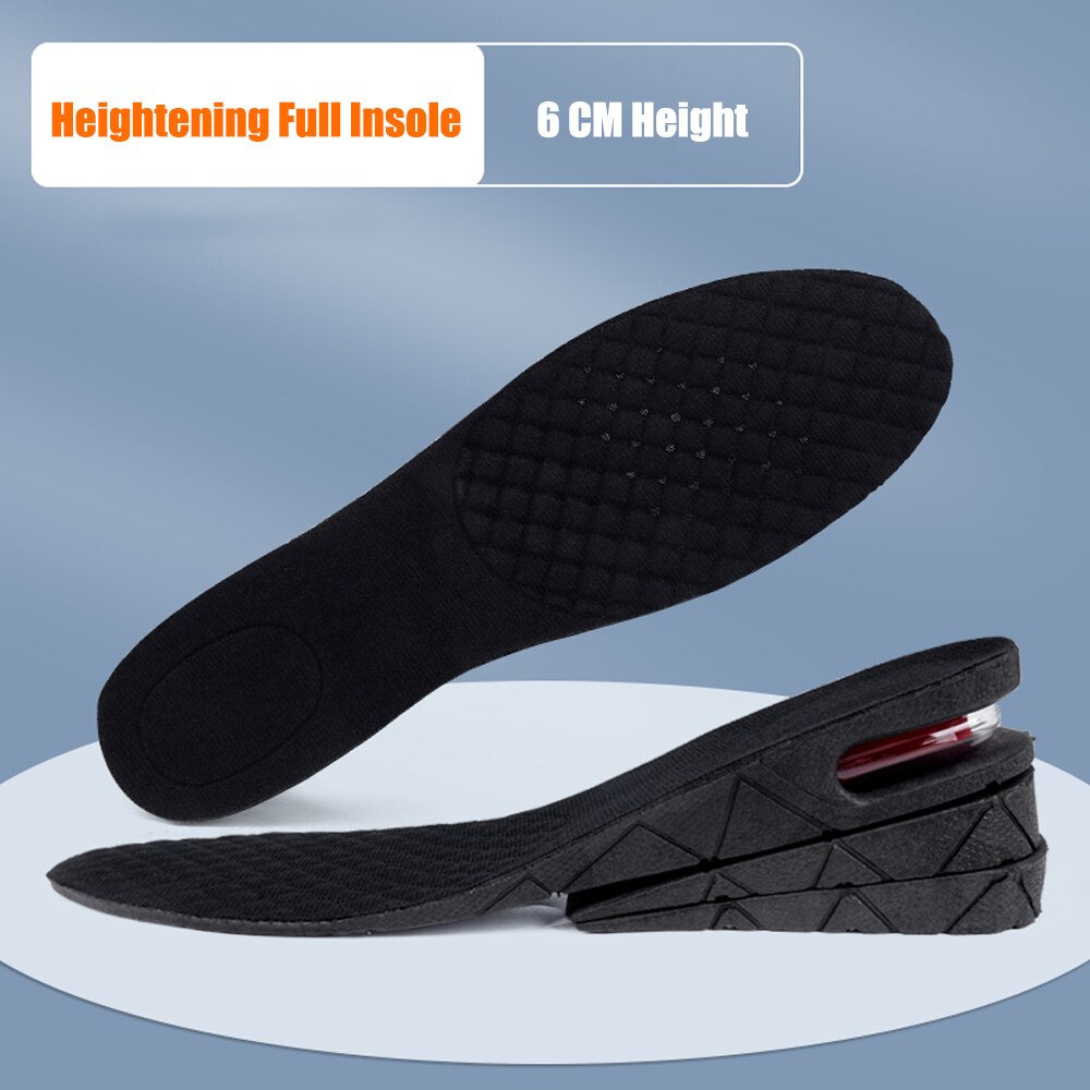 3-7.5cm Height Increase Insoles for Men Women Feet Heel Lift Inserts Height Adjustable Shock Absorption Heightening Shoe Pads: 6cm Full Insoles
