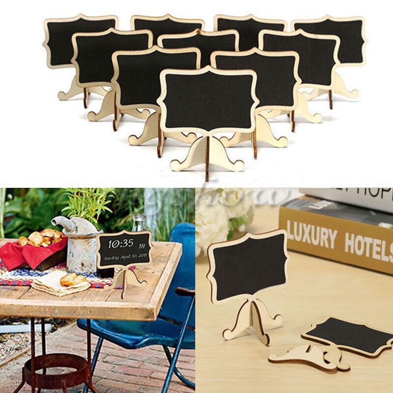 Trendy 10Pcs Mini Houten Kantoor Schoolbord Schoolbord Bericht Tafel Nummer Wedding Party Decor Labels Houder Clip