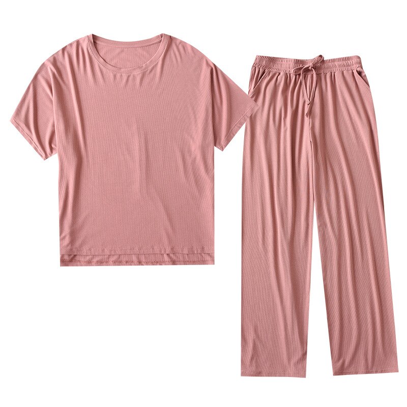 Plus size modal algodão conjunto pijama feminino solto casual homewear terno 2 pçs roupas de verão em casa senhoras manga curta pijamas terno