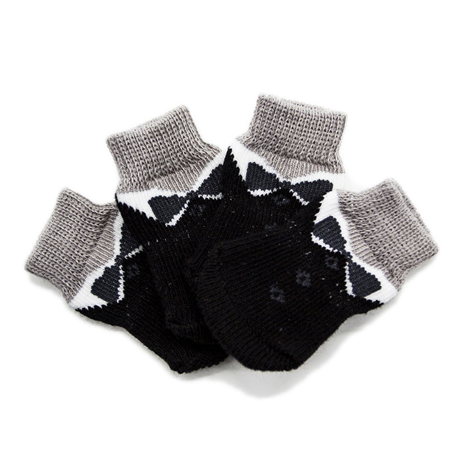 4pcs/set Cute Puppy Dog Knit Socks Small Dogs Cotton Anti-slip Cat Shoes For Autumn Winter Indoor Wear Slip On Paw Protector