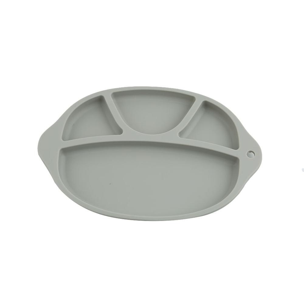 Baby retter børns sektion smilende silikone plade med sugekop stærk klæbrig delt silikone madplade: Grå