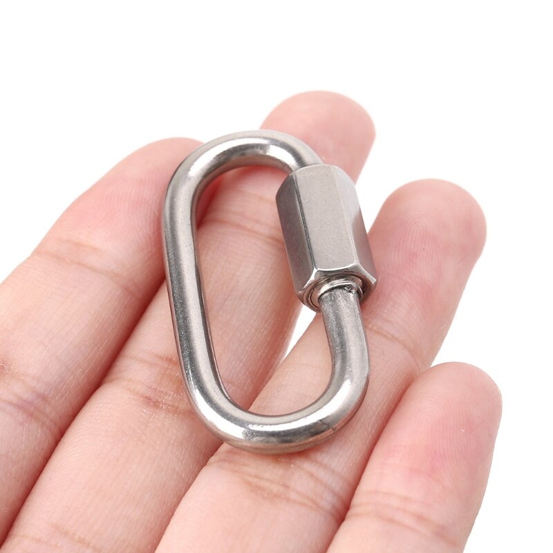 Stainless Steel Quick Link Threaded Chain Connector D Shape Locking Carabiner Heavy Duty for Camping Hammock Swing Trailer