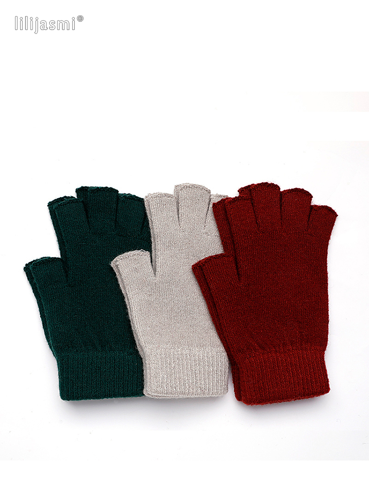 Wolle Fausthandschuh ausgesetzt Fingerspitze Damen Handschuhe Winter Herbst Arbeitshandschuhe gestrickt für Frauen Fingerlose Handschuhe Antrieb Fäustlinge