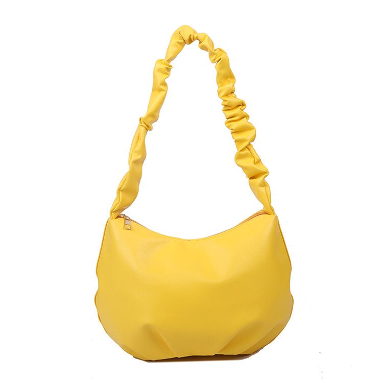 Brand PU Leather Shoulder Tote Bag Dumplings Cloud Small Crossbody Bag for Women Female Handbags Purses Sac A Main: YELLOW